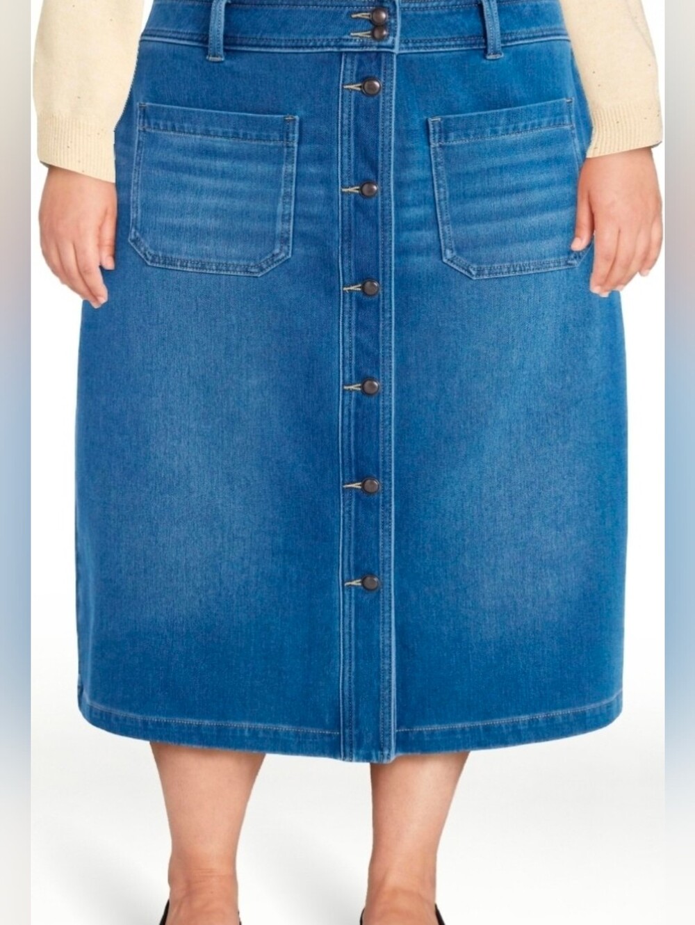 Terra & Sky Women's Plus Size Knit Denim Skirt, NWT, 24W